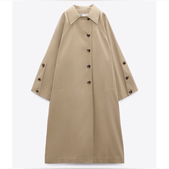 Zara Khaki Buttoned Oversized Trench Coat - Size MEDIUM - NWT *** LAST ONE*** - Picture 9 of 10